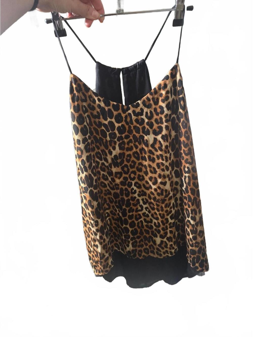 Women's Leopard Print Long Sleeve Layered Tunic Top Medium Large